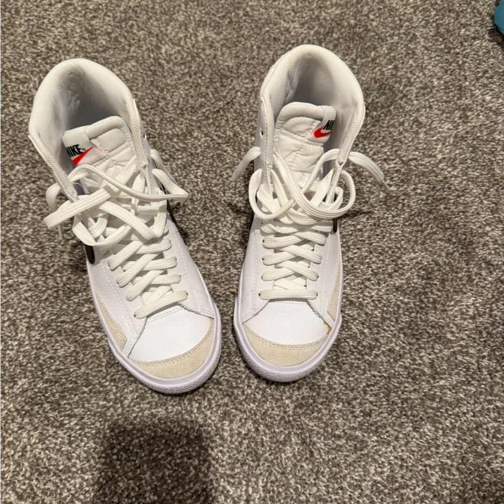 Nike White and Red High-Top Sneakers
